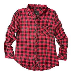 Rails Hunter Plaid Button Up Shirt Red Black Rayon Cozy‎ Flannel Casual Womens S